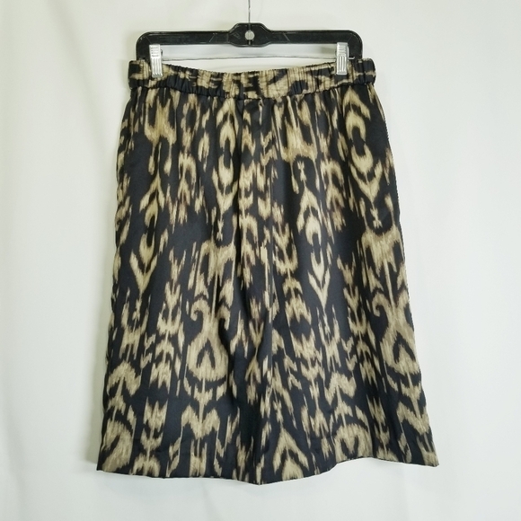 Chico's Skirt sz 1 (8-10)  Brown Cheetah Animal Satin Career Modest Knee A‎ Line - Picture 1 of 7